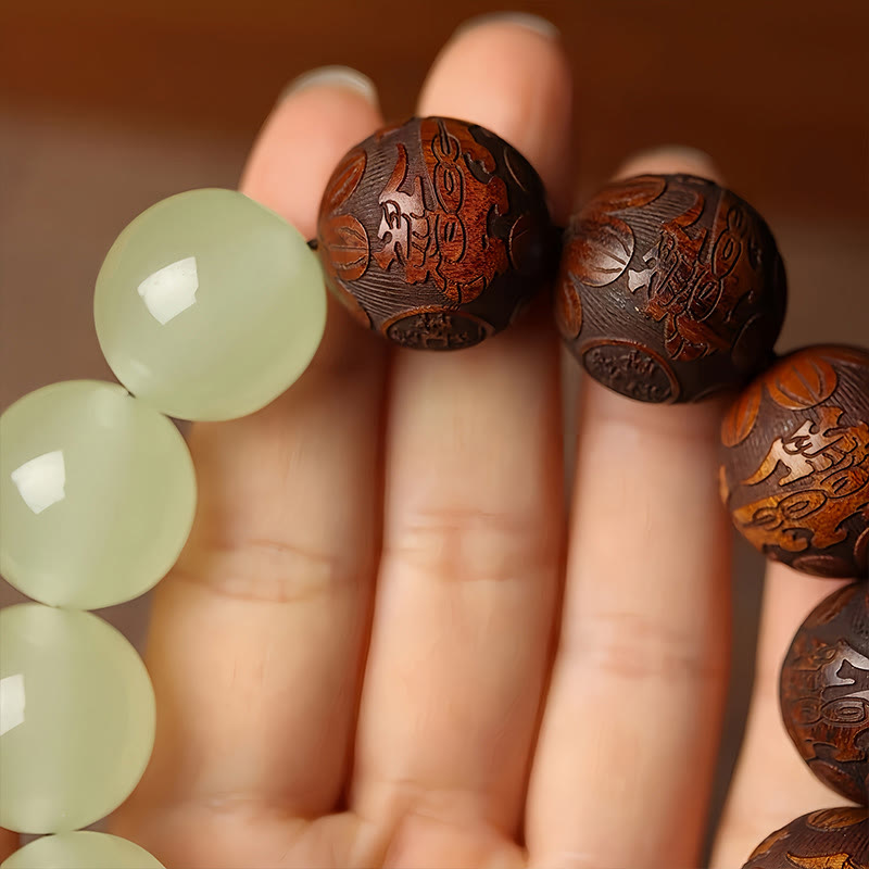 20mm Rosewood Pixiu Fu Character Bracelet - Prosperity