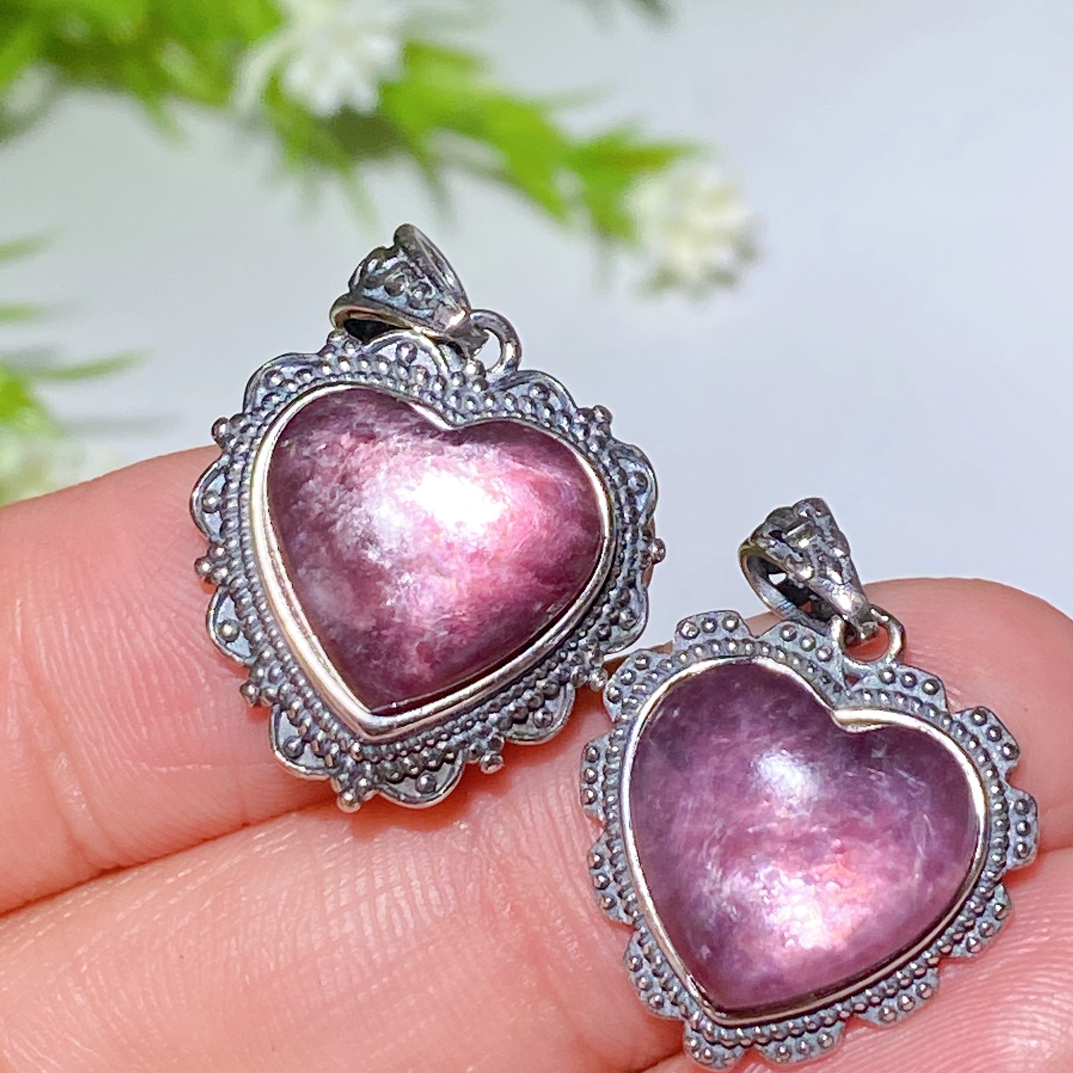 20mm Sterling Silver Purple Mica Heart Pendant