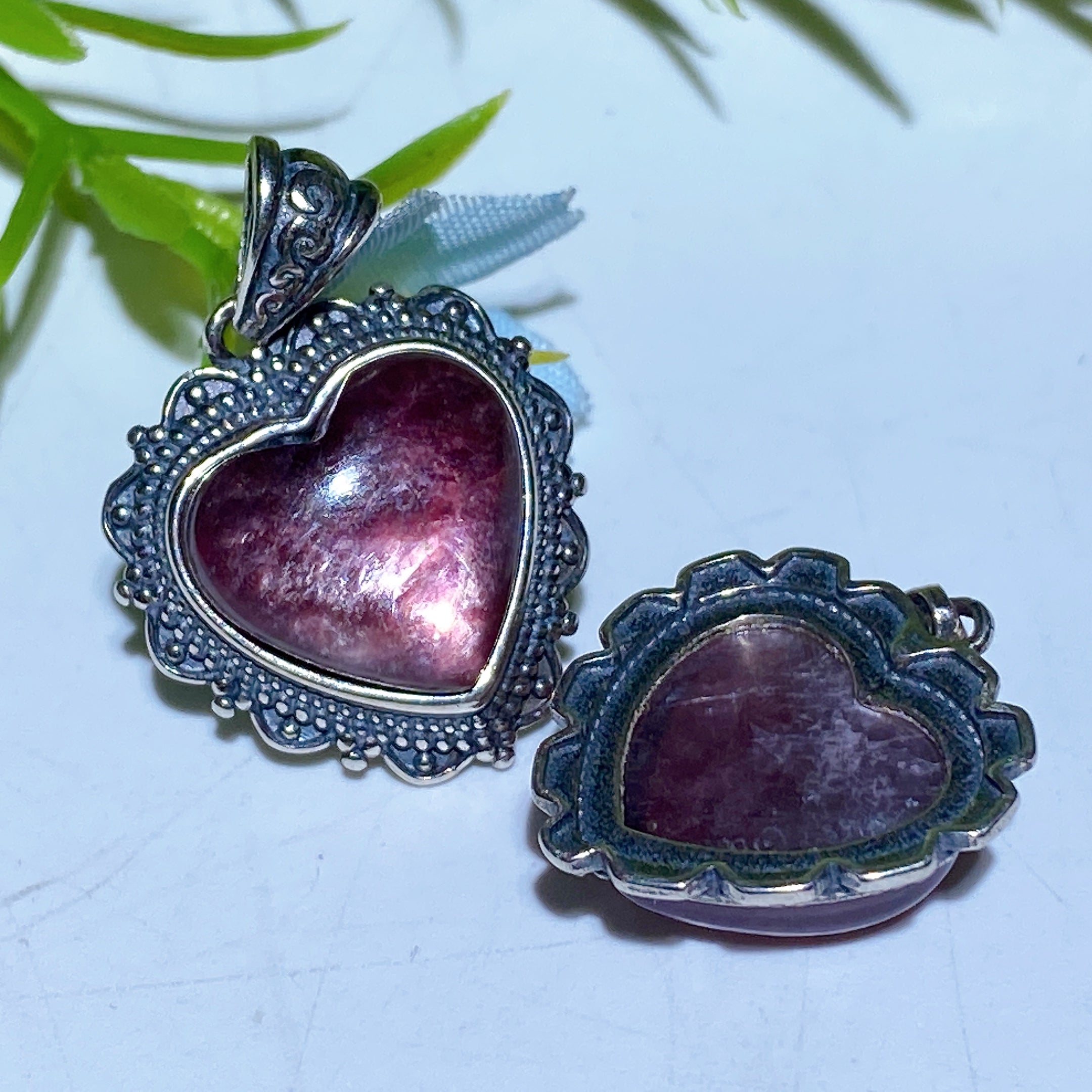 20mm Sterling Silver Purple Mica Heart Pendant