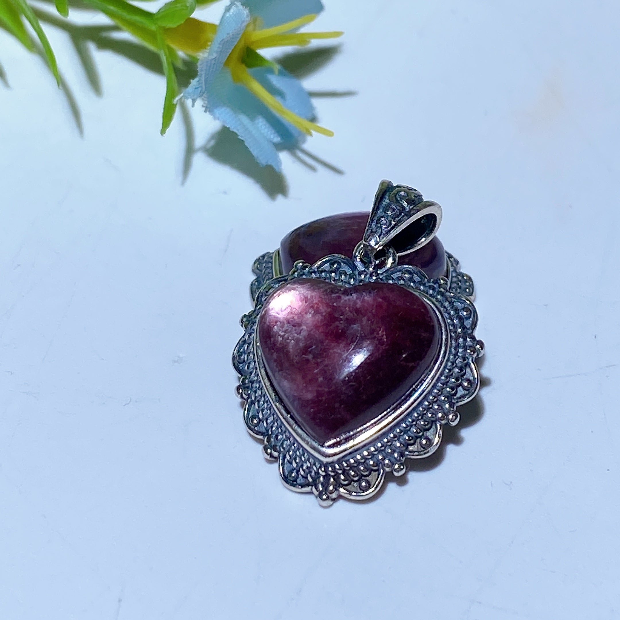 20mm Sterling Silver Purple Mica Heart Pendant