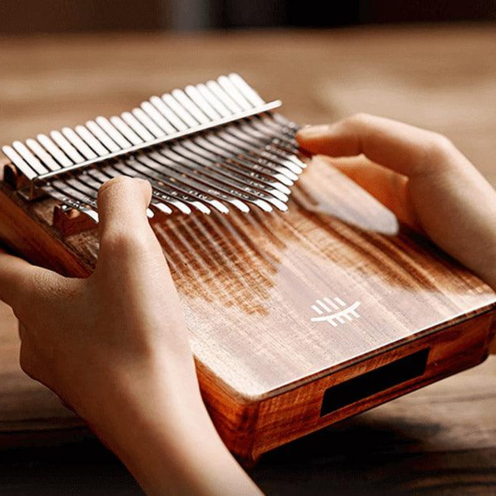 Wooden Kalimba thumb piano with metal tines, 21 Key Walnut Wood, C Tone, resonance hole