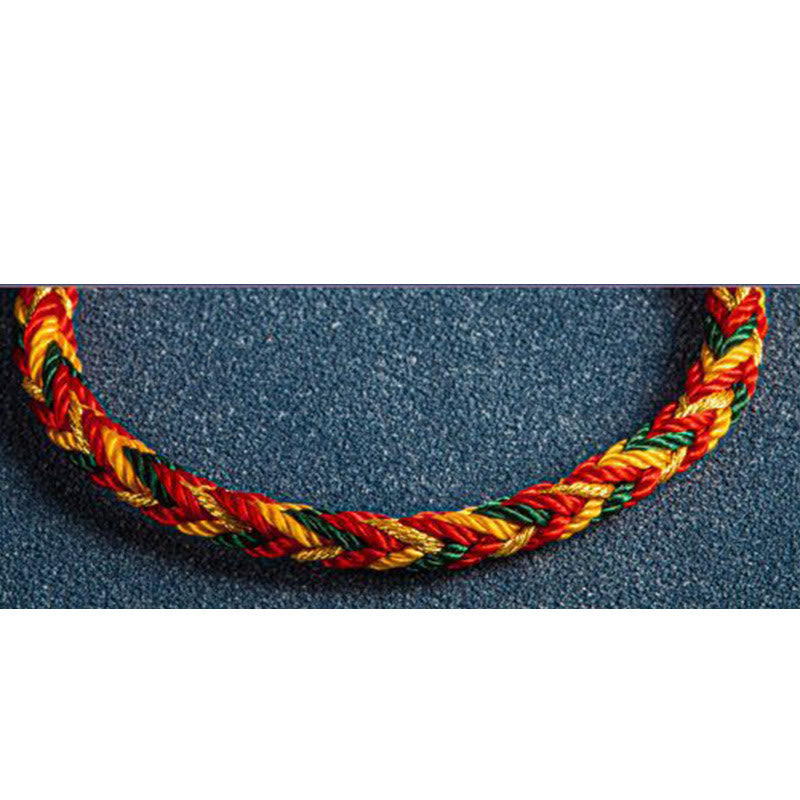 Multicolored Red String Protection Bracelet with Silver Charm