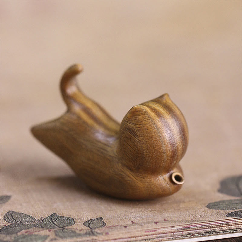 Green Sandalwood Cat Incense Burner 5.6cm Soothing Decoration