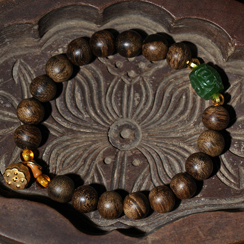 8mm Brunei Agarwood Lotus Peace & Strength Bracelet