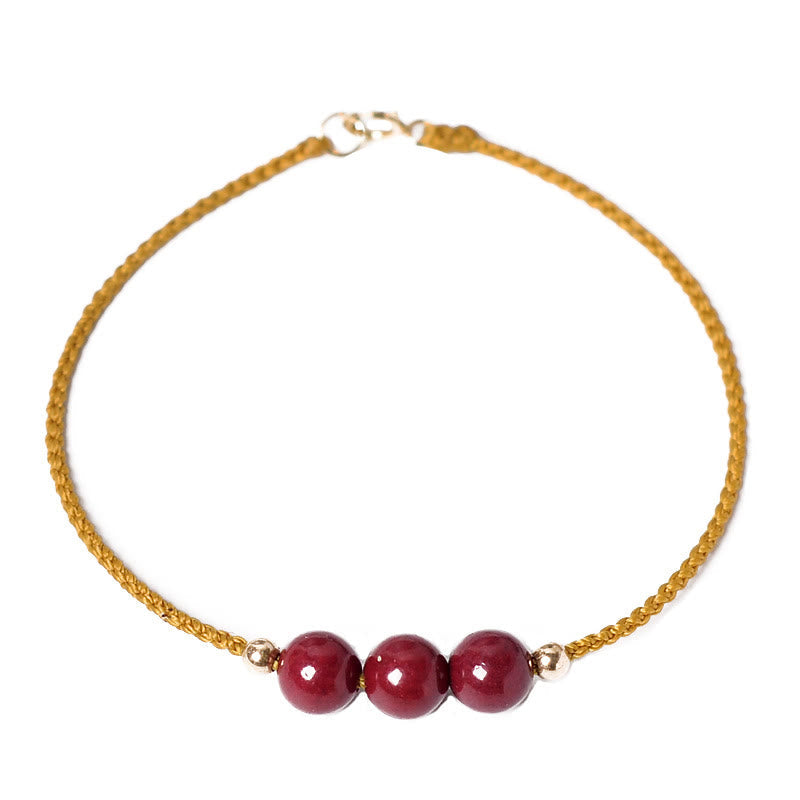 14K Gold Plated Cinnabar Blessing String Braided Bracelet