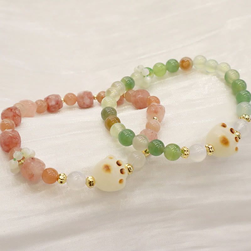 Green Agate and Sun Stone Support Bracelet