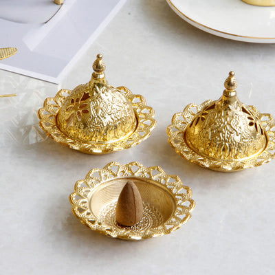 Gold Mini Tibetan Incense Burner for Meditation and Serenity