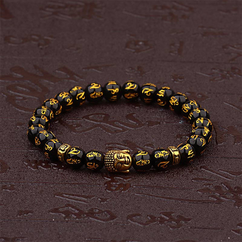 8mm Tibetan Buddha Mantra Bracelet for Mindfulness