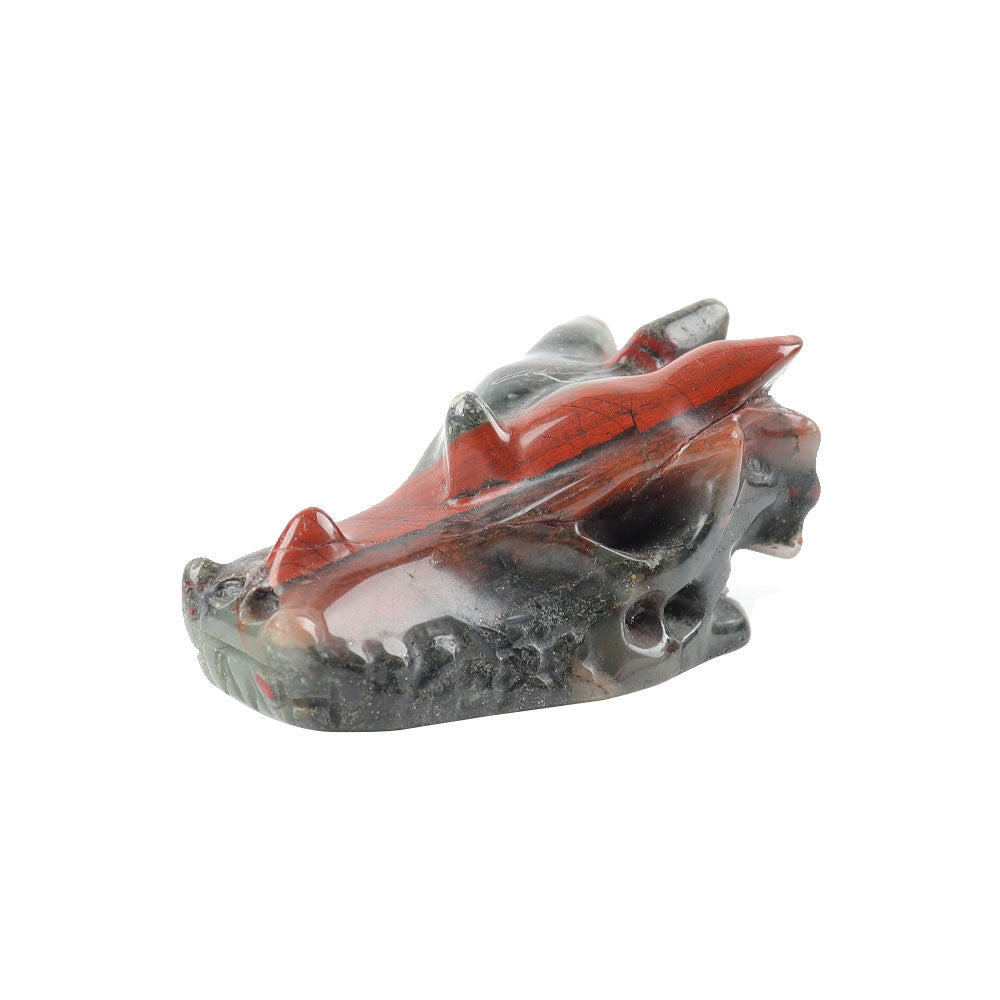 African Blood Stone Dragon Head Carving for Spiritual Healing