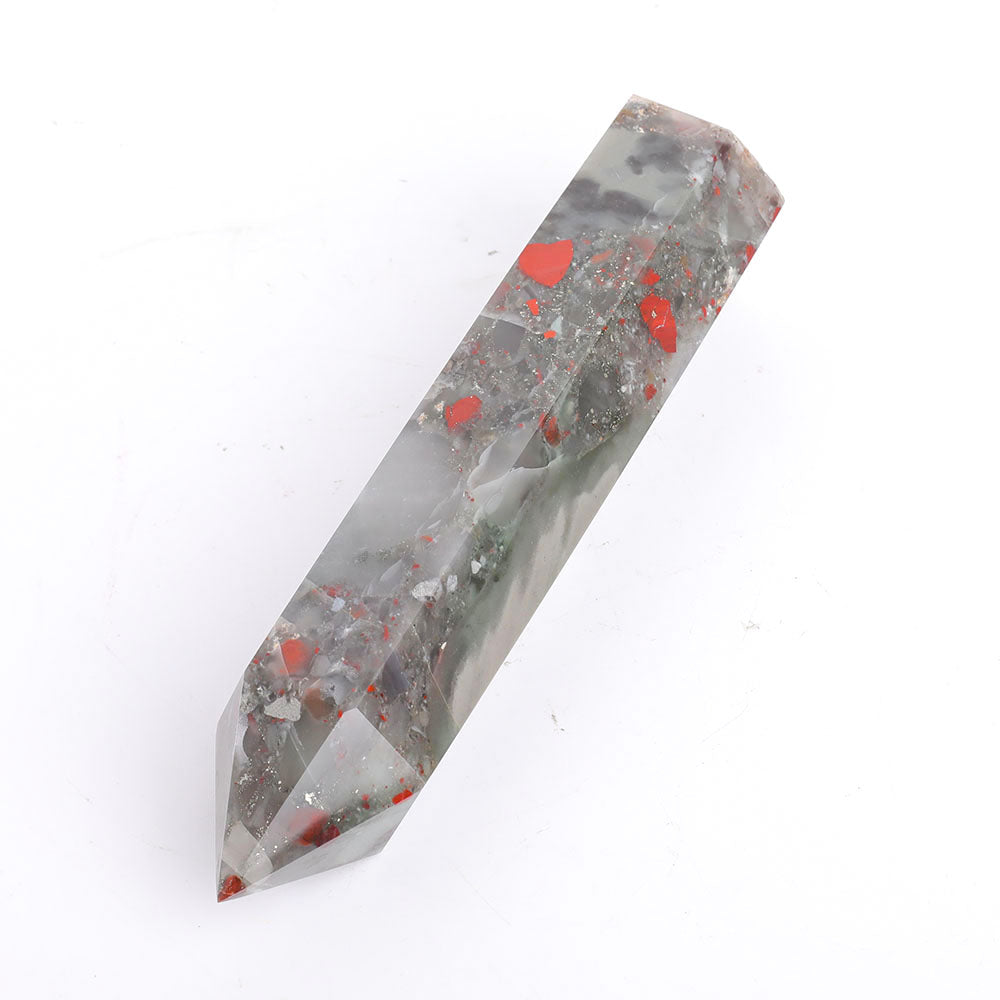21cm Africa Blood Stone Crystal Tower for Healing Energy
