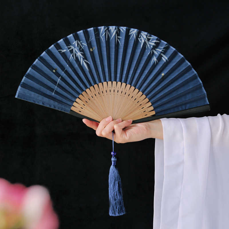 22.5cm Firefly Bamboo Leaves Pattern Chinese Folding Fan