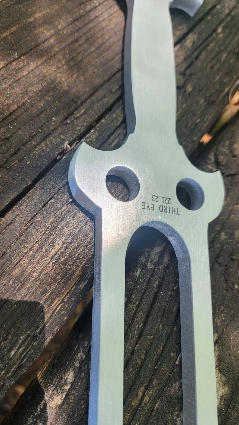 Metal tuning fork with matte silver finish from the 22 Double Trident Large Tuning Fork