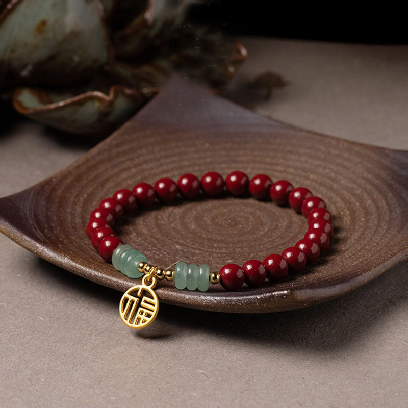 6mm Cinnabar Green Aventurine Luck Blessing Bracelet