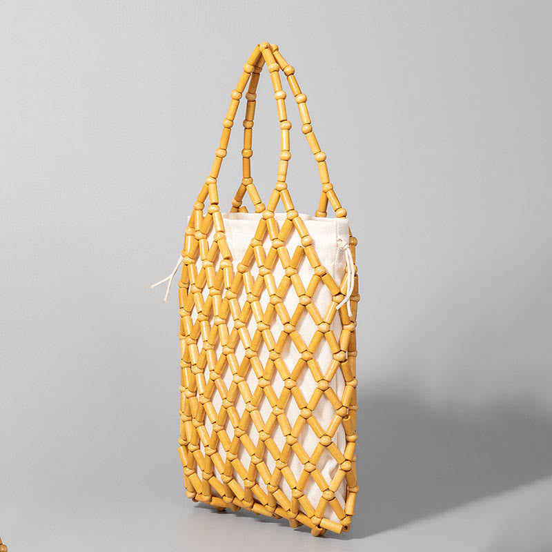 Hand-woven Mesh Hollow Wooden Beads Bag | Spiritual Jewelry