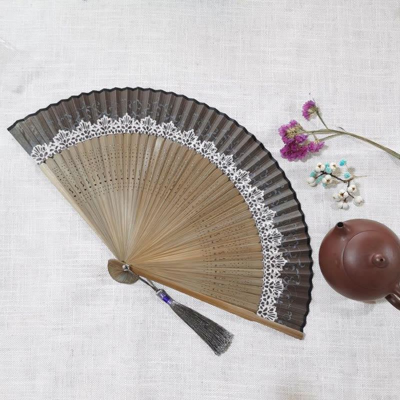 22cm Bamboo Folding Fan with Hollow Engraved Design | Tranquil Comfort