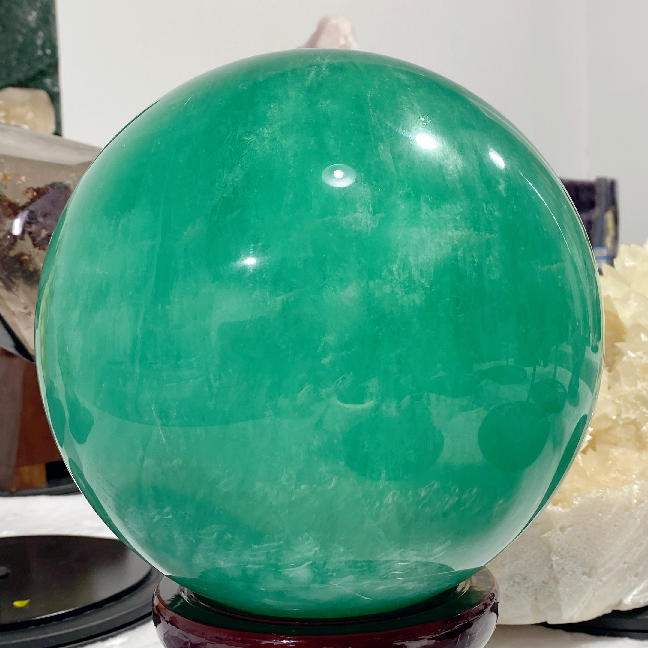 22cm Blue Green Fluorite Crystal Sphere with Stand