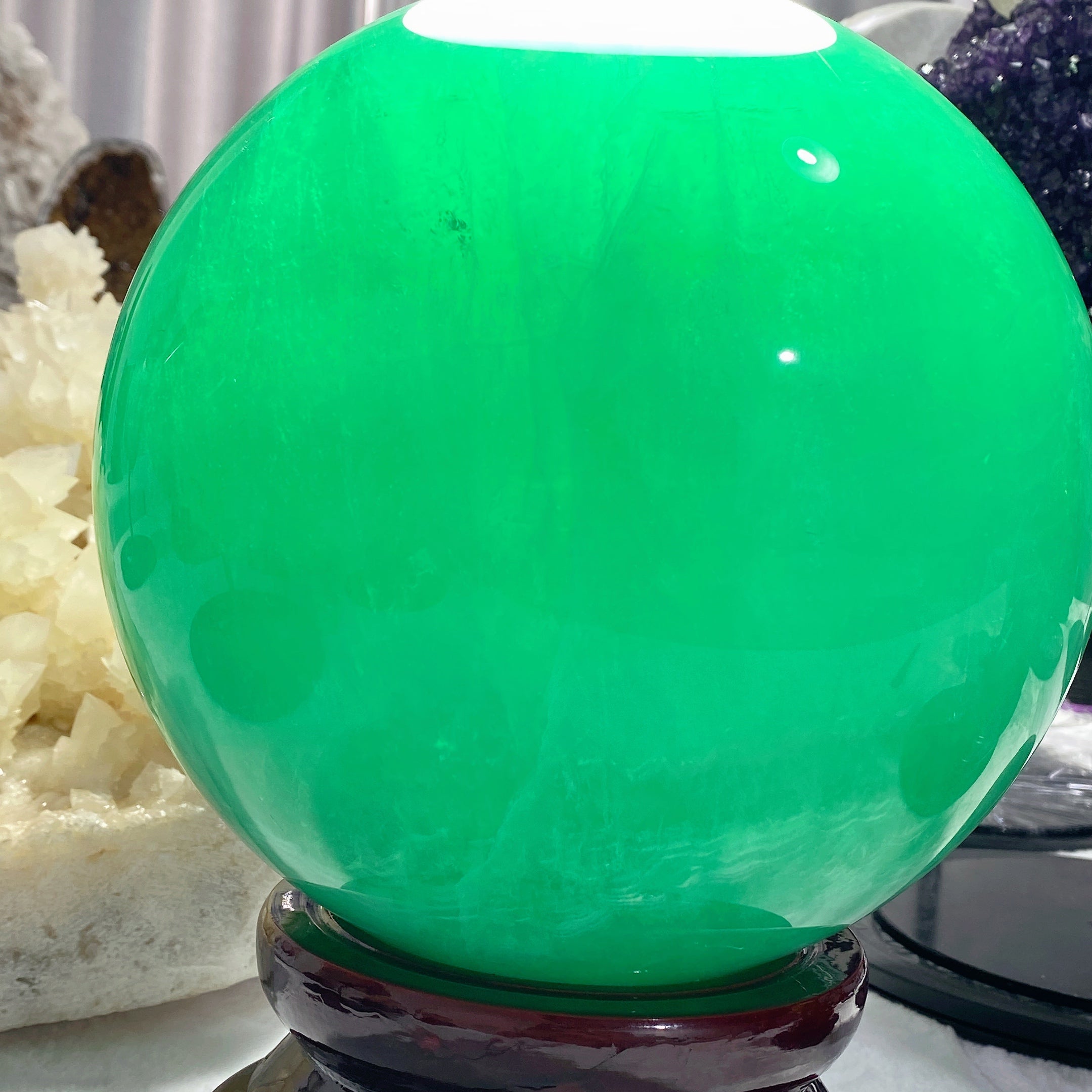 22cm Blue Green Fluorite Crystal Sphere with Stand