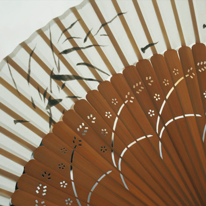 22cm Dragonfly Bamboo Hand Fan with Tassel and Boxwood Design