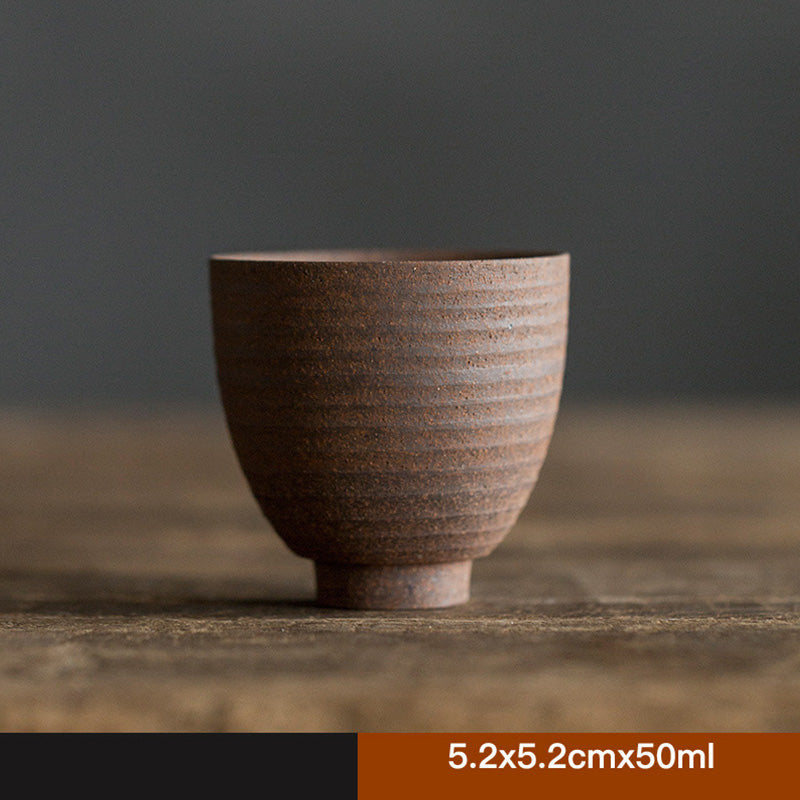 Handcrafted Retro Brown Ceramic Zen Teacup for Mindful Tea Rituals