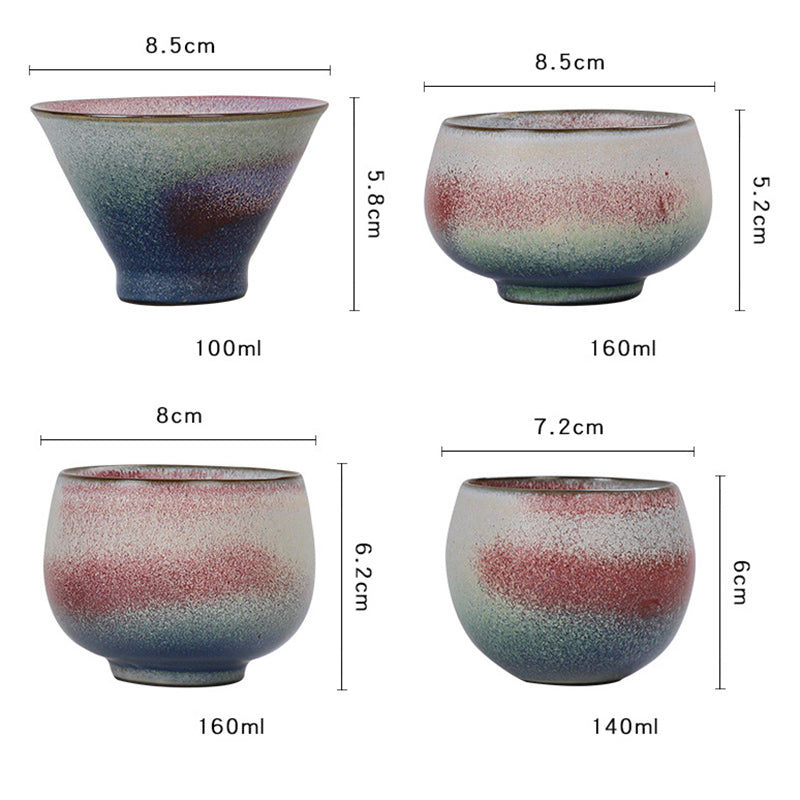 Retro Red Gradient Kiln Ceramic Tea Cup 160ml
