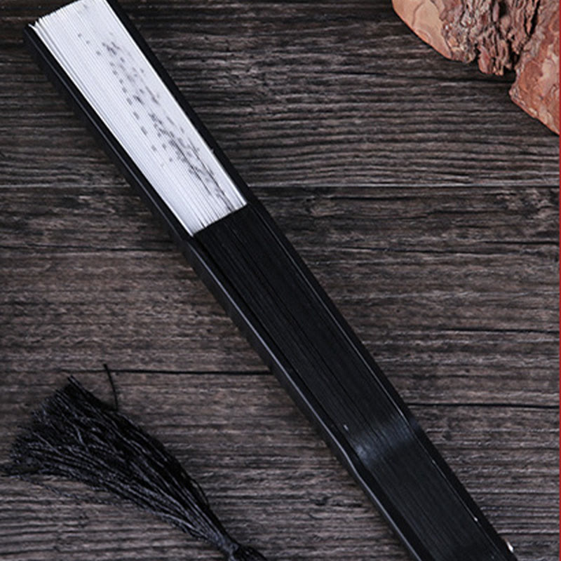 Plum Blossom Silk Bamboo Folding Fan 22.5cm Elegant Handheld