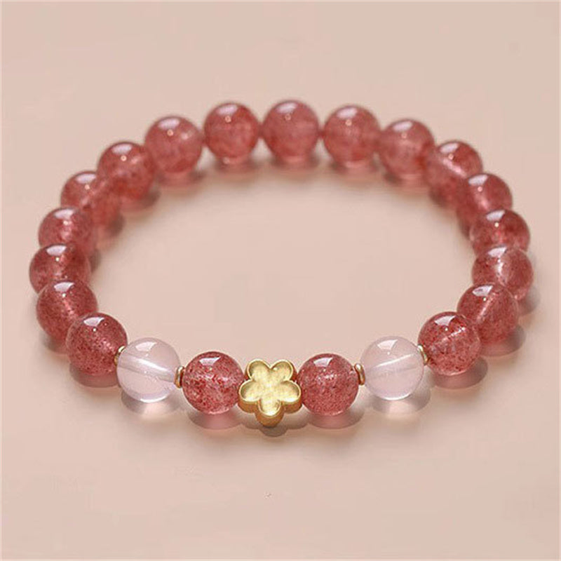 8mm Strawberry Quartz Pixiu Fortune Bracelet