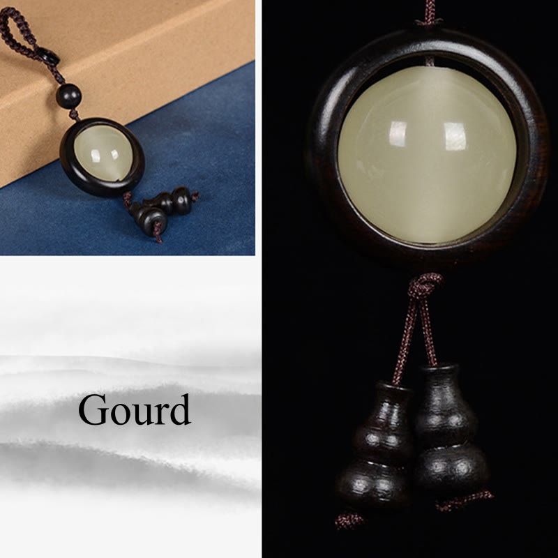 Ebony Wood Peace Key Chain | Red & Green Sandalwood Glow Beads