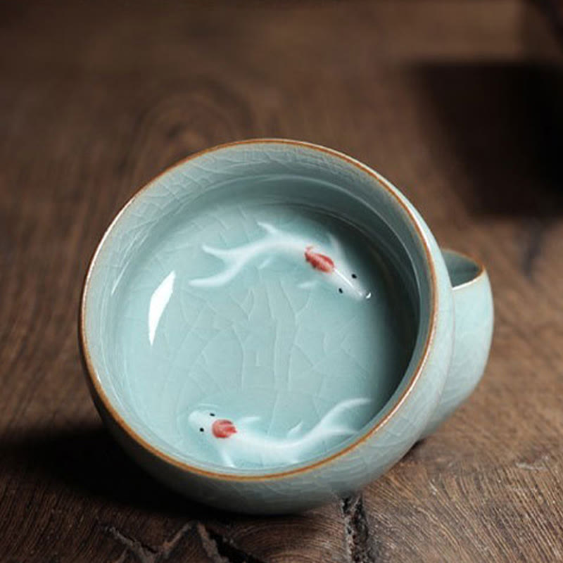 Colorful Koi Fish Ceramic Teacup 60ml | Zen Decor