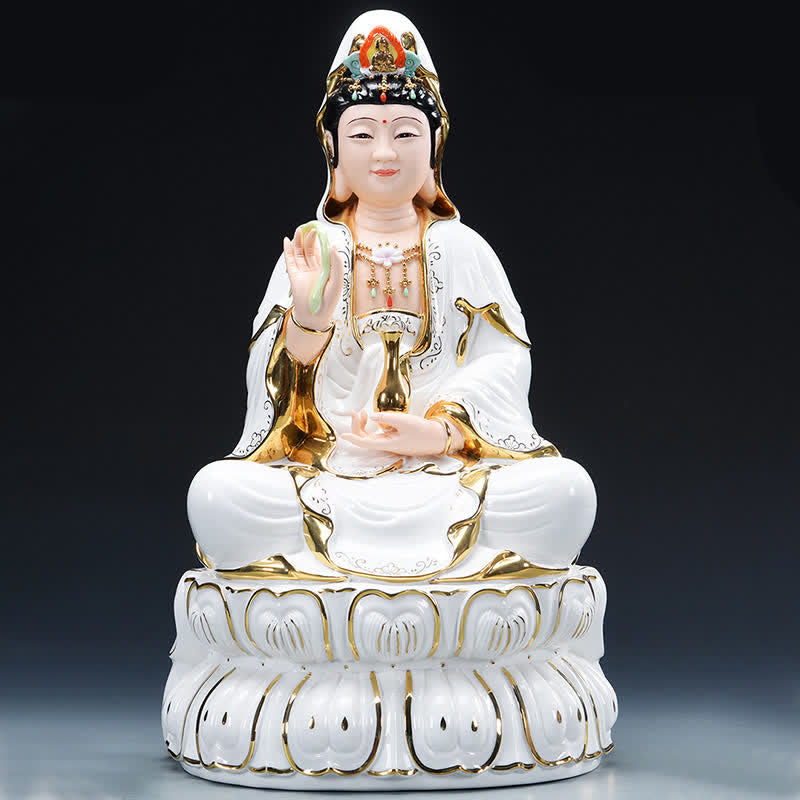 Chenrezig Bodhisattva Ceramic Buddha Statue for Success 26cm