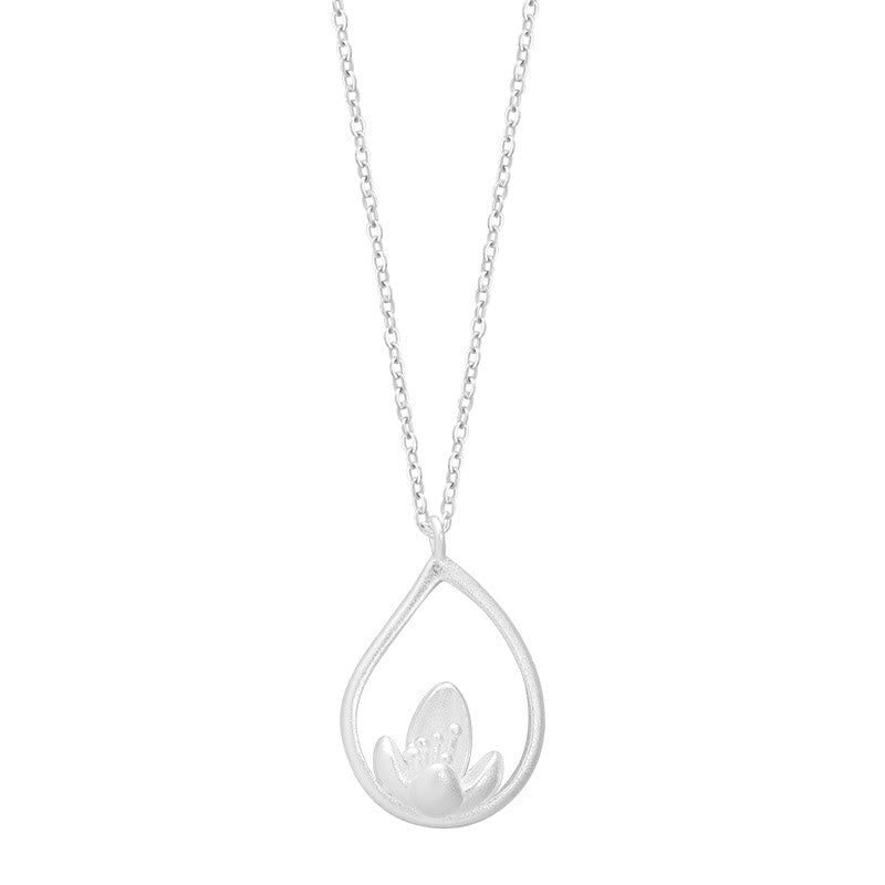 Sterling Silver Lotus Necklace for Rebirth & Enlightenment