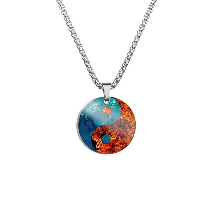 Titanium Steel Yin Yang Koi Fish Harmony Necklace