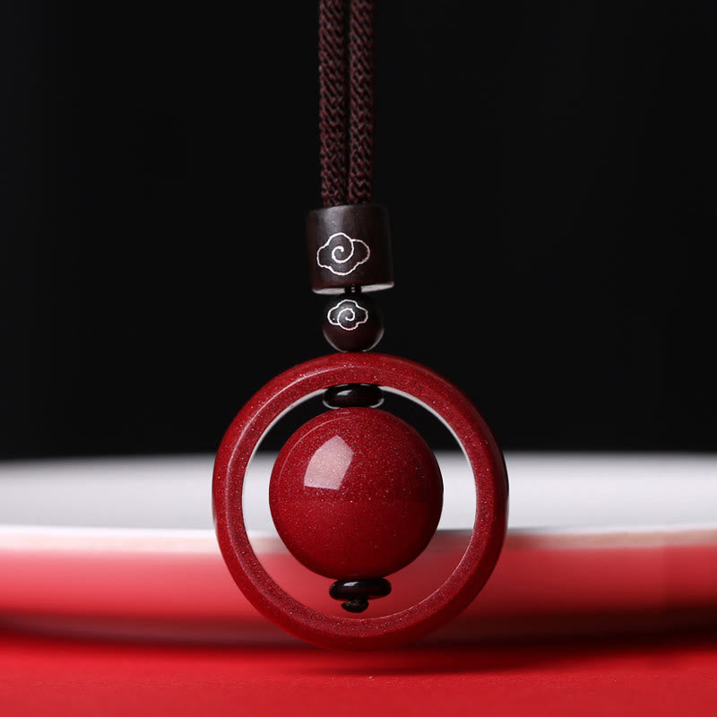 Cinnabar Om Mani Padme Hum Necklace for Blessing & Luck