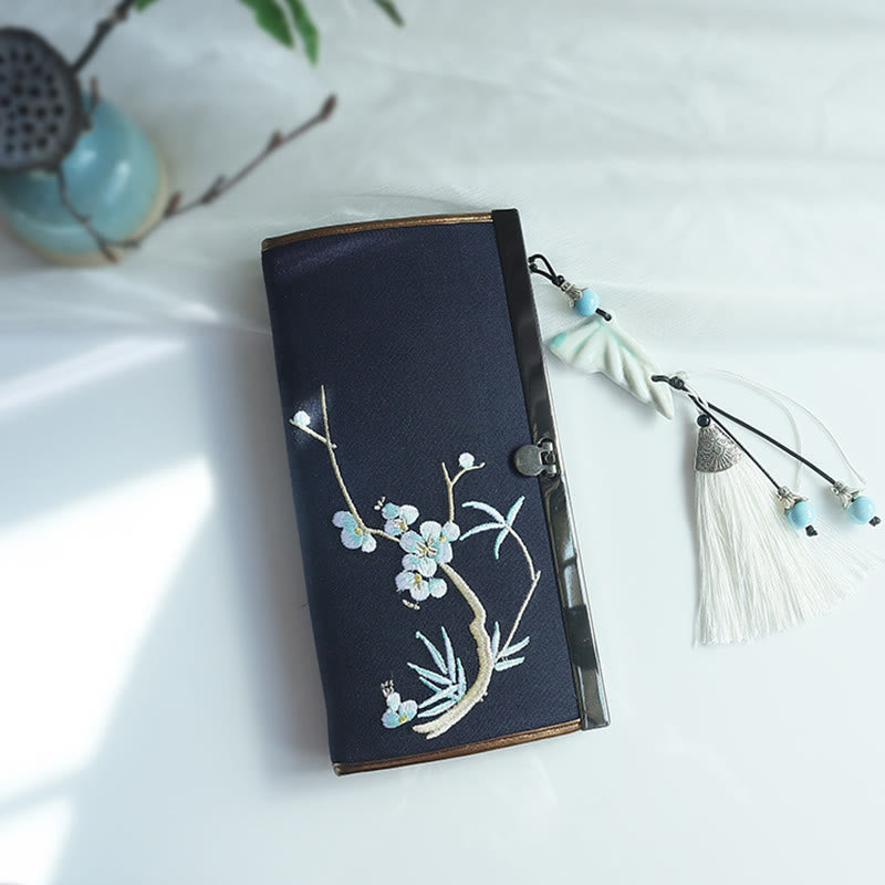 Double-sided Embroidered Floral Wallet 19cm | Spiritual Accessories