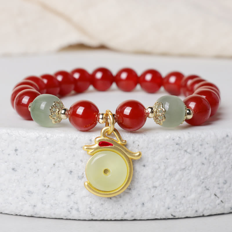 Red Agate Dragon Jade Peace Bracelet | Success & Protection