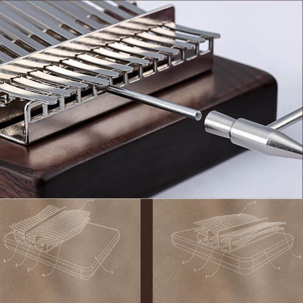 Guitar bridge with adjustable saddles and screwdriver for Kalimba music adjustments