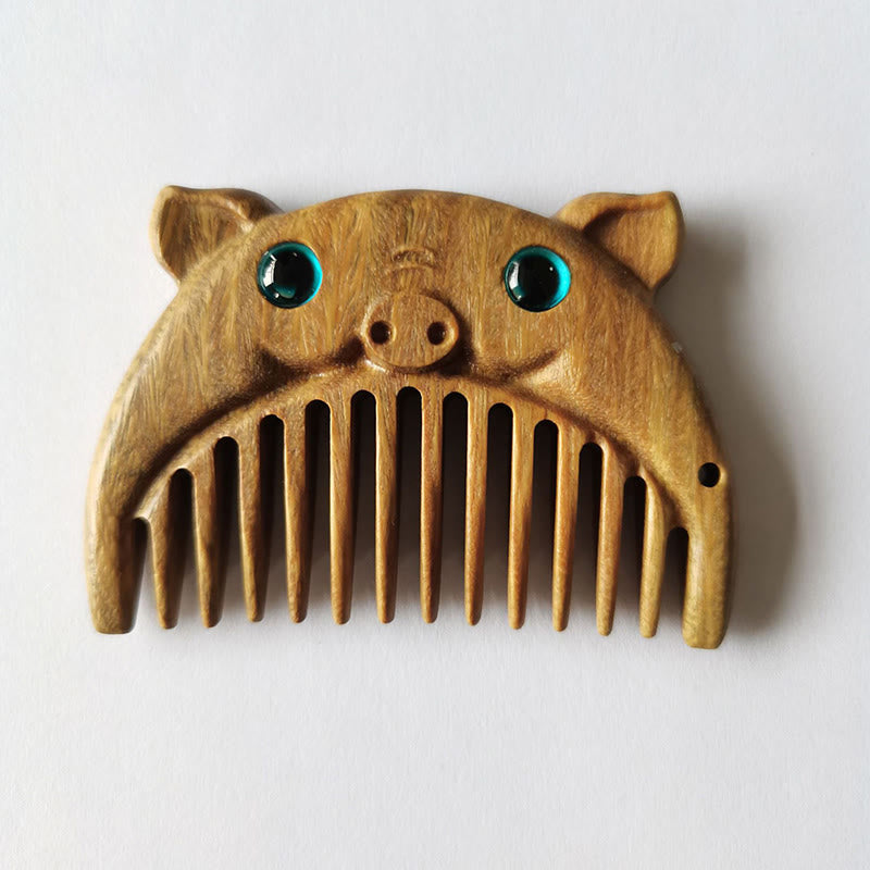 Chinese Zodiac Green Sandalwood Mini Peace Comb