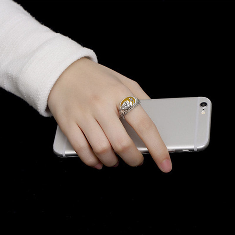 Adjustable Citrine Lotus Protection Ring for Prosperity