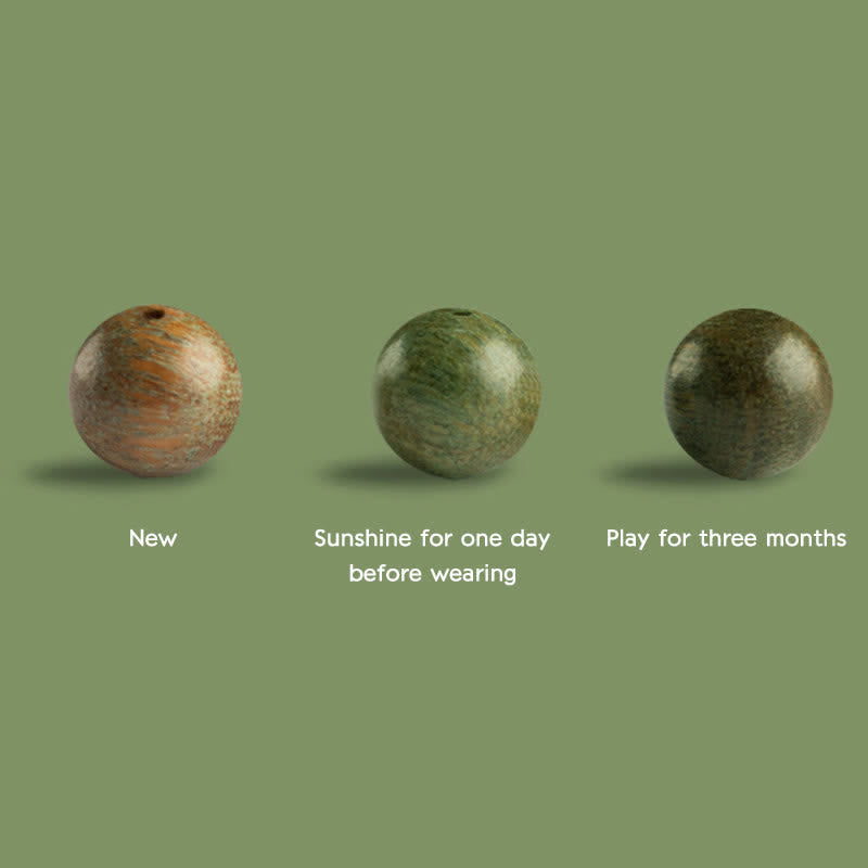 108 Wood Mala Beads Bracelet Green Sandalwood Lotus Beads