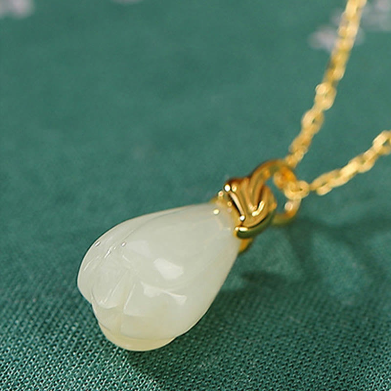 Hetian Jade Necklace with Magnolia Flower | Abundance Symbol