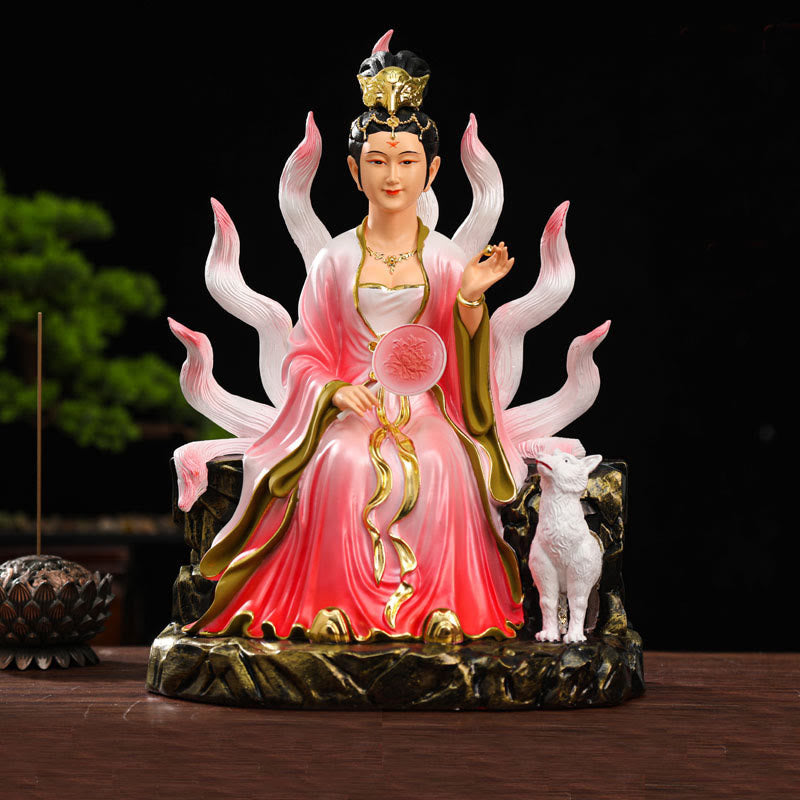 Nine Tailed Fox Resin Zen Decor Sculpture for Luck & Protection