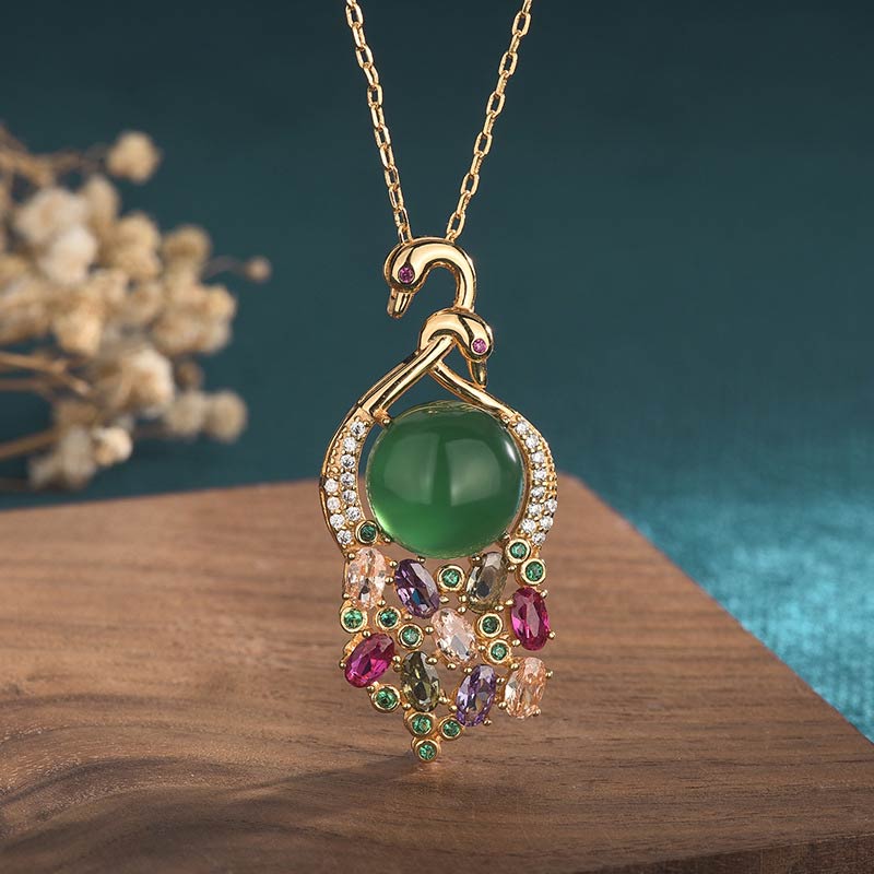 Cyan Jade Success Necklace for Harmony and Luck