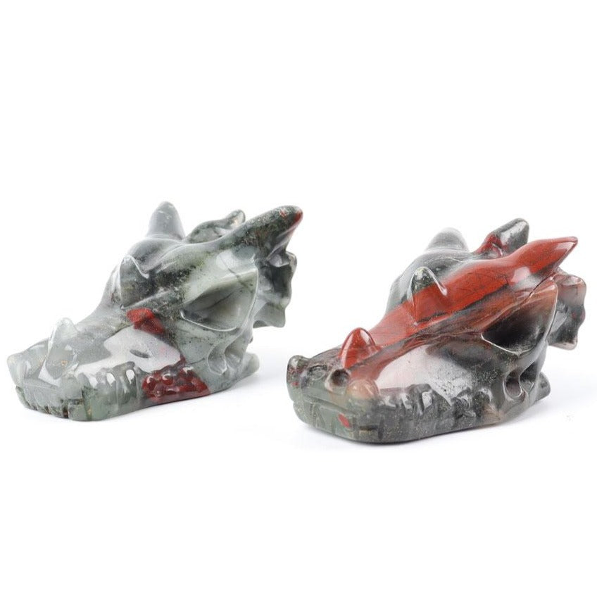 African Blood Stone Dragon Head Carving for Spiritual Healing