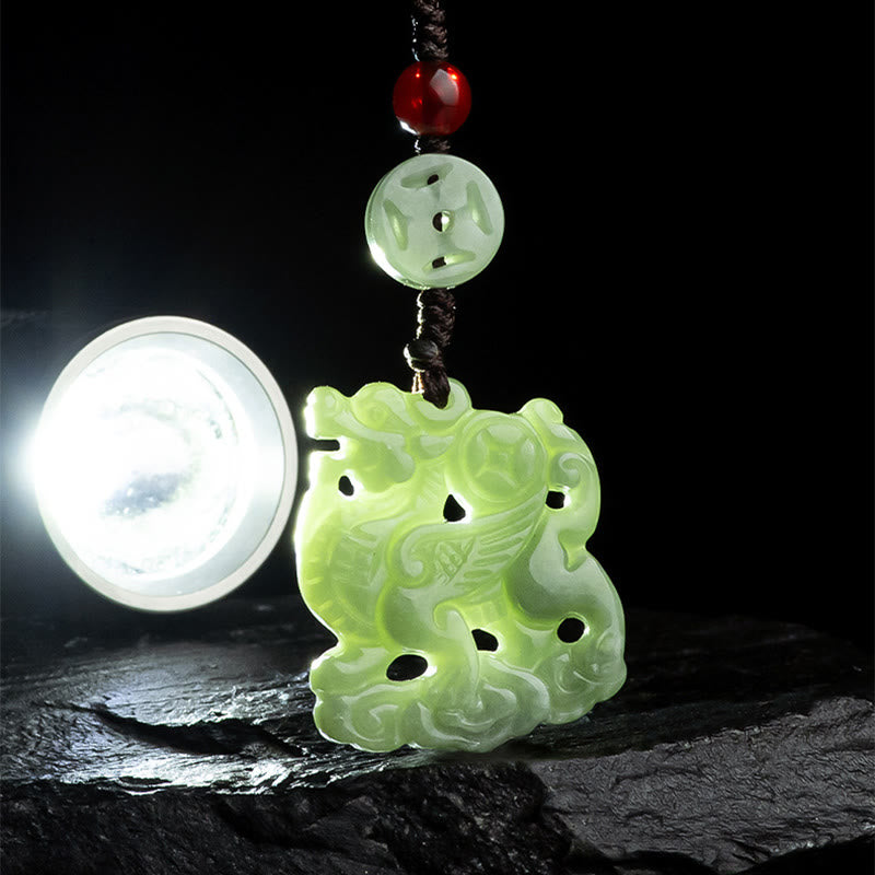Natural Jade Kirin Prosperity Hanging Decoration for Phone