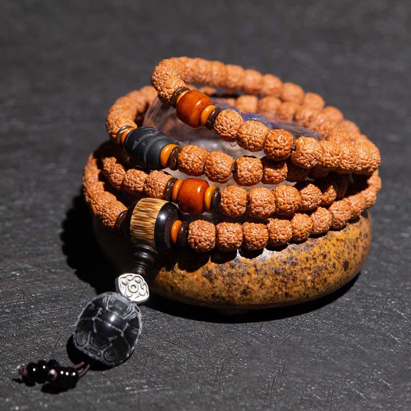 Tibet 108 Beads Bodhi Seed Zodiac Charm Mala Bracelet