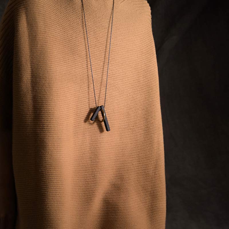 Ebony Wood Zen Circle Necklace for Enlightenment & Calm