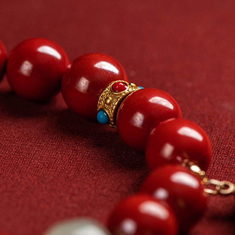 Cinnabar Jade Protection Bracelet 6mm Healing Charm Unisex