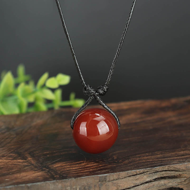 Red Agate Confidence Necklace | Leather Rope Pendant