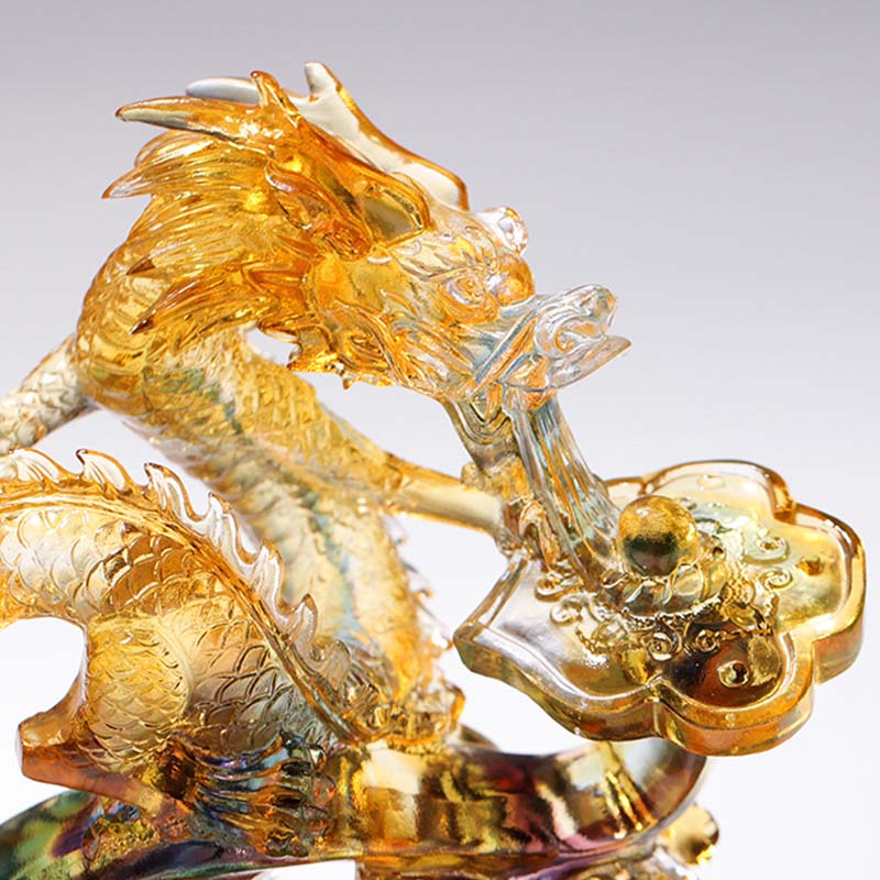 Liuli Crystal Dragon Ruyi Handle | Protection Zen Decor