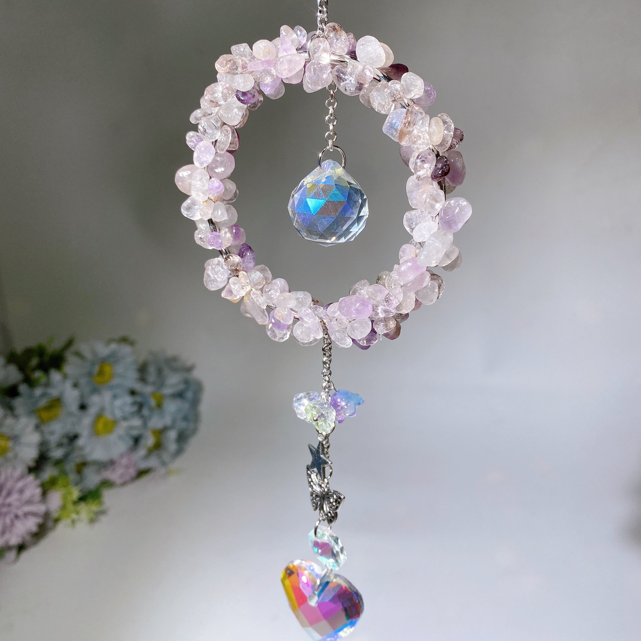 25-28cm Crystal Chips Suncatcher for Sunlight Energy Healing
