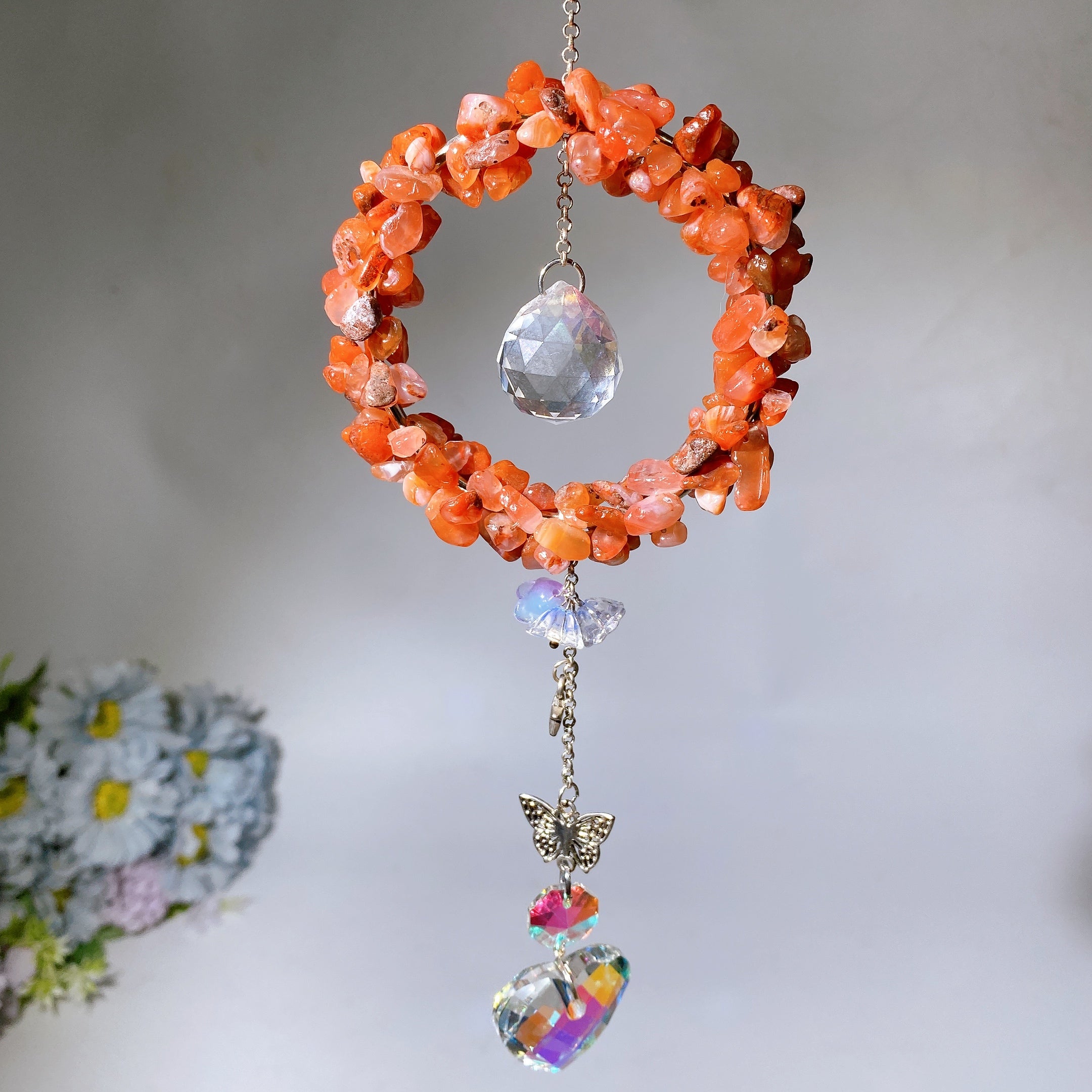 25-28cm Crystal Chips Suncatcher for Sunlight Energy Healing